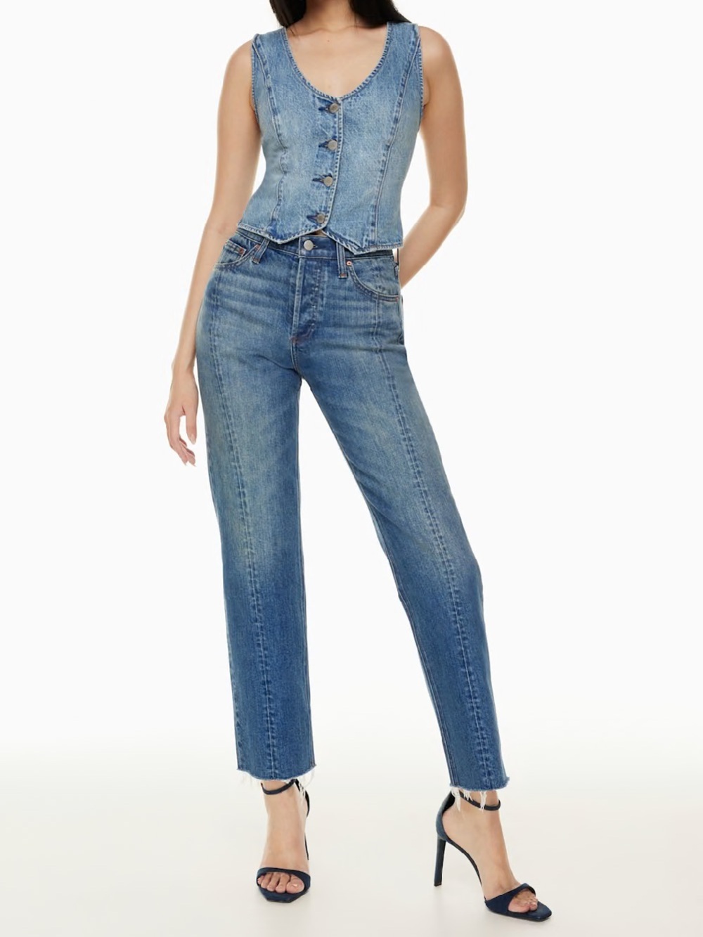 Aritzia Denim Forum The Arlo High Rise Straight blue Jean Size 25 Cotton